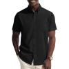 imagePJ PAUL JONES Mens Dress Shirt Casual Untucked Shirts Short Sleeve Button Down Shirt with PocketBlack