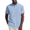 imagePJ PAUL JONES Mens Dress Shirt Casual Untucked Shirts Short Sleeve Button Down Shirt with PocketSky Blue