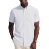 imagePJ PAUL JONES Mens Dress Shirt Casual Untucked Shirts Short Sleeve Button Down Shirt with PocketWhite
