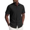 imagePJ PAUL JONES Mens Short Sleeve Dress Shirts Stretch Wrinke Free Untucked Business Casual Button Down Shirt Regular FitBlack