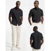 image:imagePJ PAUL JONES Mens Dress Shirts Oxford Button Down Shirt Short Sleeve Business Casual Untucked Shirts with PocketBlack