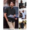 image:imagePJ PAUL JONES Mens Dress Shirts Oxford Button Down Shirt Short Sleeve Business Casual Untucked Shirts with PocketBlack