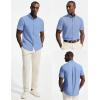 image:imagePJ PAUL JONES Mens Dress Shirts Oxford Button Down Shirt Short Sleeve Business Casual Untucked Shirts with PocketBlue