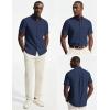 image:imagePJ PAUL JONES Mens Dress Shirts Oxford Button Down Shirt Short Sleeve Business Casual Untucked Shirts with PocketNavy Blue
