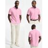 image:imagePJ PAUL JONES Mens Dress Shirts Oxford Button Down Shirt Short Sleeve Business Casual Untucked Shirts with PocketPink