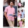 image:imagePJ PAUL JONES Mens Dress Shirts Oxford Button Down Shirt Short Sleeve Business Casual Untucked Shirts with PocketPink
