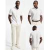 image:imagePJ PAUL JONES Mens Dress Shirts Oxford Button Down Shirt Short Sleeve Business Casual Untucked Shirts with PocketWhite