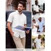 image:imagePJ PAUL JONES Mens Dress Shirts Oxford Button Down Shirt Short Sleeve Business Casual Untucked Shirts with PocketWhite