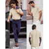 image:imagePJ PAUL JONES Mens Knit Polo Shirts Short Sleeve Textured Polo Golf Collared Shirt Casual Vacation Fashion TopsBeige