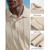 image:imagePJ PAUL JONES Mens Knit Polo Shirts Short Sleeve Textured Polo Golf Collared Shirt Casual Vacation Fashion TopsBeige