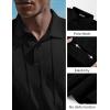 image:imagePJ PAUL JONES Mens Knit Polo Shirts Short Sleeve Textured Polo Golf Collared Shirt Casual Vacation Fashion TopsBlack
