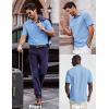 image:imagePJ PAUL JONES Mens Knit Polo Shirts Short Sleeve Textured Polo Golf Collared Shirt Casual Vacation Fashion TopsSky Blue
