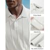 image:imagePJ PAUL JONES Mens Knit Polo Shirts Short Sleeve Textured Polo Golf Collared Shirt Casual Vacation Fashion TopsWhite