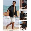 image:imagePJ PAUL JONES Mens Linen Shirts Short Sleeve Button Down Shirt Wrinkle Free Dress Shirt Casual Summer Shirt with PocketBlack