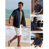 image:imagePJ PAUL JONES Mens Linen Shirts Short Sleeve Button Down Shirt Wrinkle Free Dress Shirt Casual Summer Shirt with PocketNavy Blue
