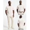image:imagePJ PAUL JONES Mens Linen Shirts Short Sleeve Button Down Shirt Wrinkle Free Dress Shirt Casual Summer Shirt with PocketWhite