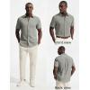 image:imagePJ PAUL JONES Mens Short Sleeve Button Down Shirt Casual Linen Summer Beach Wedding Dress ShirtGray Green