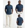 image:imagePJ PAUL JONES Mens Short Sleeve Button Down Shirt Casual Linen Summer Beach Wedding Dress ShirtNavy