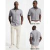 image:imagePJ PAUL JONES Mens Short Sleeve Button Down Shirt Casual Linen Summer Beach Wedding Dress ShirtSilver Gray