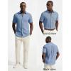 image:imagePJ PAUL JONES Mens Short Sleeve Button Down Shirt Casual Linen Summer Beach Wedding Dress ShirtSky Blue