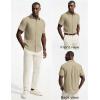 image:imagePJ PAUL JONES Mens Short Sleeve Button Down Shirt Casual Summer Shirts Textured Beach Vacation Shirts for MenApricot