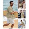 image:imagePJ PAUL JONES Mens Short Sleeve Button Down Shirt Casual Summer Shirts Textured Beach Vacation Shirts for MenApricot