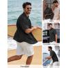 image:imagePJ PAUL JONES Mens Short Sleeve Button Down Shirt Casual Summer Shirts Textured Beach Vacation Shirts for MenBlack
