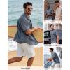 image:imagePJ PAUL JONES Mens Short Sleeve Button Down Shirt Casual Summer Shirts Textured Beach Vacation Shirts for MenDenim Blue