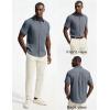 image:imagePJ PAUL JONES Mens Short Sleeve Button Down Shirt Casual Summer Shirts Textured Beach Vacation Shirts for MenDenim Blue
