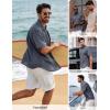 image:imagePJ PAUL JONES Mens Short Sleeve Button Down Shirt Casual Summer Shirts Textured Beach Vacation Shirts for MenGray Blue