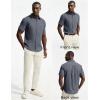 image:imagePJ PAUL JONES Mens Short Sleeve Button Down Shirt Casual Summer Shirts Textured Beach Vacation Shirts for MenGray Blue