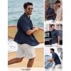 image:imagePJ PAUL JONES Mens Short Sleeve Button Down Shirt Casual Summer Shirts Textured Beach Vacation Shirts for MenNavy