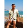 image:imagePJ PAUL JONES Mens Short Sleeve Button Down Shirts Casual Stretch Satin Silk Hawaiian Beach ShirtApricot