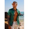 image:imagePJ PAUL JONES Mens Short Sleeve Button Down Shirts Casual Stretch Satin Silk Hawaiian Beach ShirtDark Green