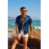 image:imagePJ PAUL JONES Mens Short Sleeve Button Down Shirts Casual Stretch Satin Silk Hawaiian Beach ShirtNavy Blue