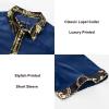 image:imagePJ PAUL JONES Mens Short Sleeve Button Down Shirts Casual Stretch Satin Silk Hawaiian Beach ShirtNavy Blue