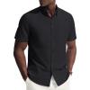 image:imagePJ PAUL JONES Mens Dress Shirts Oxford Button Down Shirt Short Sleeve Business Casual Untucked Shirts with PocketBlack