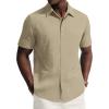 image:imagePJ PAUL JONES Mens Short Sleeve Button Down Shirt Casual Summer Shirts Textured Beach Vacation Shirts for MenApricot