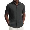 image:imagePJ PAUL JONES Mens Short Sleeve Button Down Shirt Casual Summer Shirts Textured Beach Vacation Shirts for MenBlack
