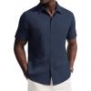 image:imagePJ PAUL JONES Mens Short Sleeve Button Down Shirt Casual Summer Shirts Textured Beach Vacation Shirts for MenNavy