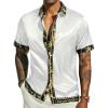 image:imagePJ PAUL JONES Mens Short Sleeve Button Down Shirts Casual Stretch Satin Silk Hawaiian Beach ShirtWhite