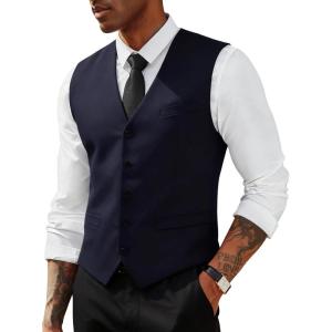 image:imagePJ PAUL JONES Mens Business Casual Vests Lightweight Slim Fit Suit WaistcoatDark Blue