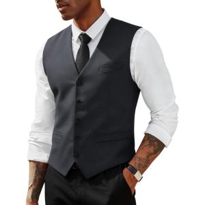 image:imagePJ PAUL JONES Mens Business Casual Vests Lightweight Slim Fit Suit WaistcoatDark Gray
