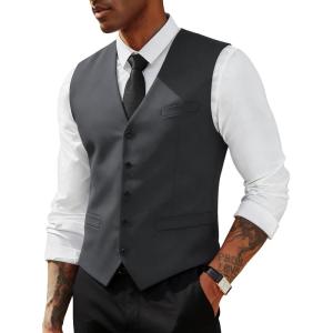 image:imagePJ PAUL JONES Mens Business Casual Vests Lightweight Slim Fit Suit WaistcoatGray