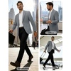 image:imagePJ PAUL JONES Mens Casual Blazer One Button Lightweight Sport Coats Solid Notched Lapel Suit JacketsSilver Grey
