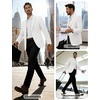 image:imagePJ PAUL JONES Mens Casual Blazer One Button Lightweight Sport Coats Solid Notched Lapel Suit JacketsWhite