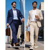 image:imagePJ PAUL JONES Mens Suit 2 Piece Classic Fit Suits Two Button Casual Blazer Suit Sets Business Dress Suit Party WeddingBlue