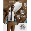 image:imagePJ PAUL JONES Mens Suit 2 Piece Classic Fit Suits Two Button Casual Blazer Suit Sets Business Dress Suit Party WeddingCoffee
