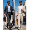 image:imagePJ PAUL JONES Mens Suit 2 Piece Classic Fit Suits Two Button Casual Blazer Suit Sets Business Dress Suit Party WeddingGrey