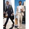 image:imagePJ PAUL JONES Mens Suit 2 Piece Classic Fit Suits Two Button Casual Blazer Suit Sets Business Dress Suit Party WeddingNavy Blue